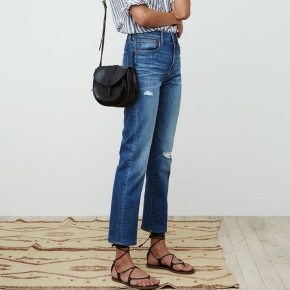 Madewell distressed straight crop jeans